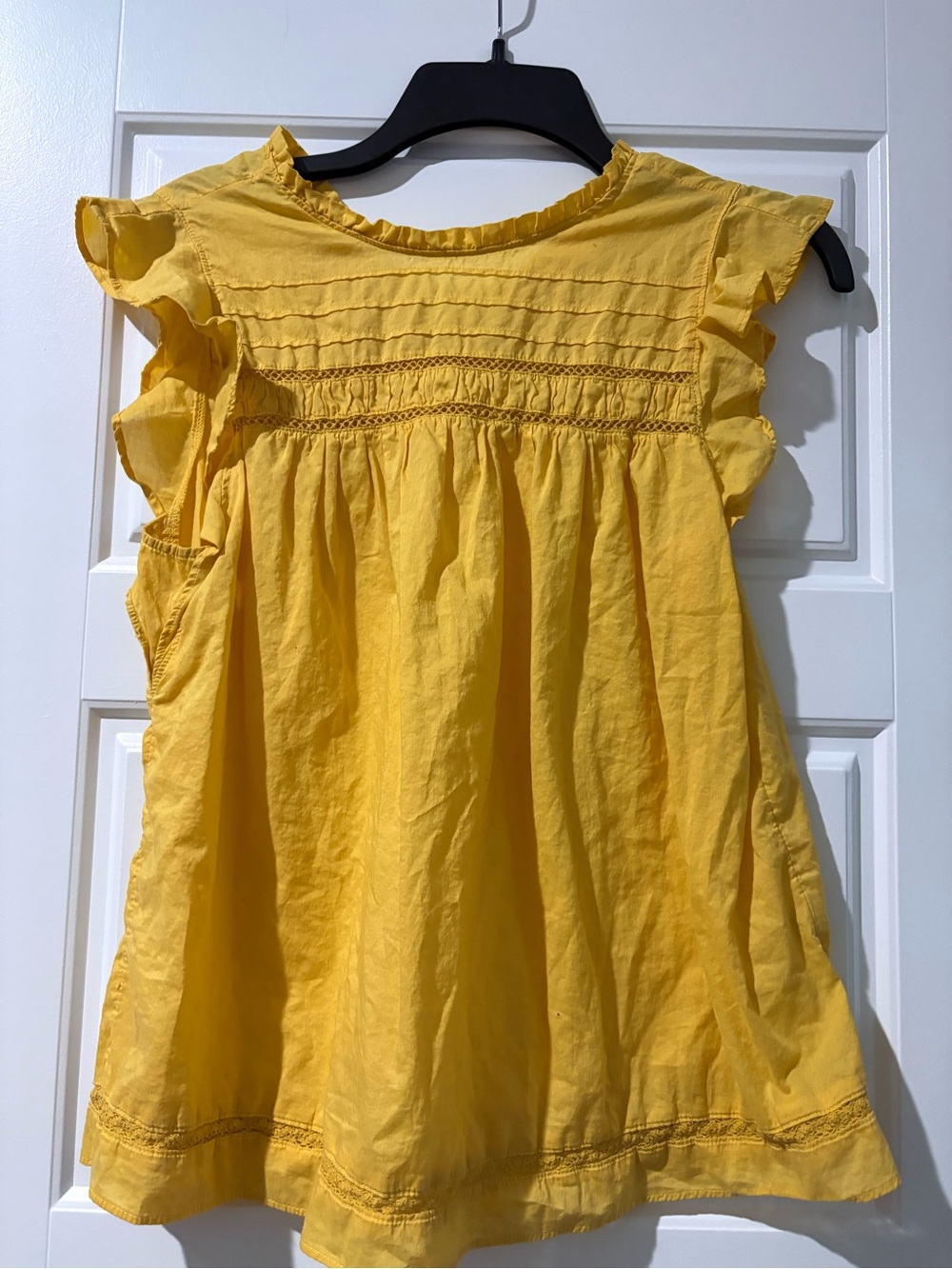 Old Navy Yellow Ruffle-Neck Cotton Blouse